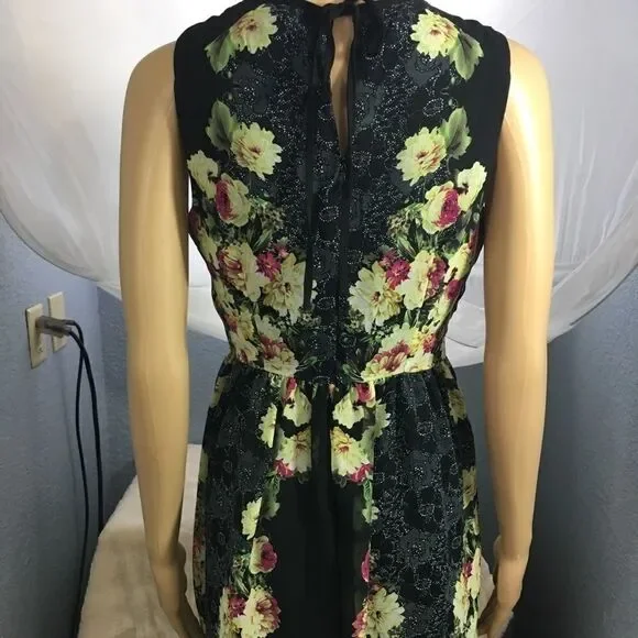 Forever 21 Dress Black with Flowers Sz  Small - Picture 3 of 4